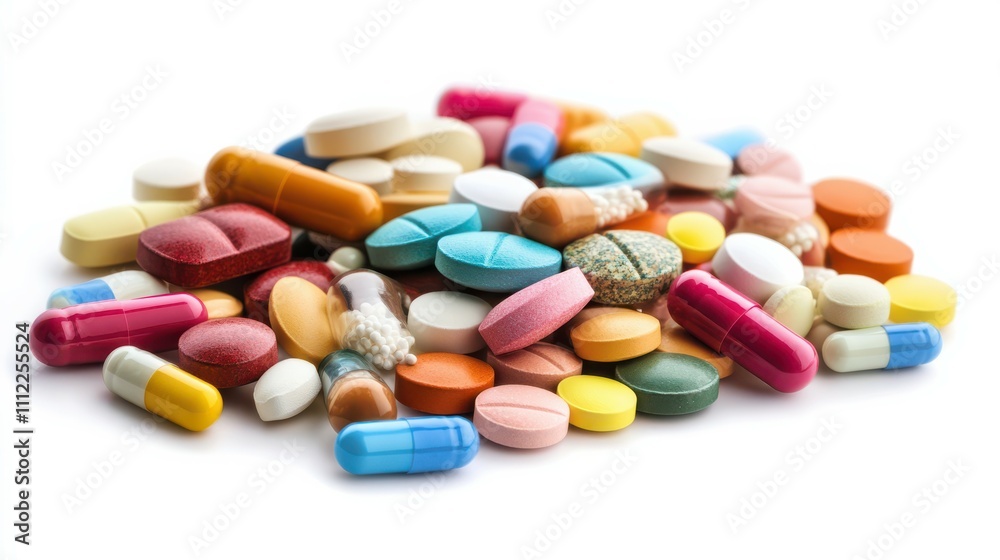 Medicine pills tablets drugs falling isolated on white background Medicine pills tablets drugs falling isolated on white background