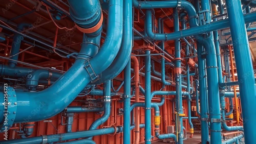 Industrial Pipes Network - Modern Engineering Facility - Vibrant AI Photo Industrial Pipes Network - Modern Engineering Facility - Vibrant AI Photo