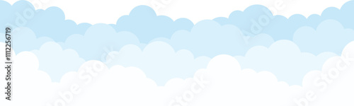 Blue clouds layer border, vector cut out isolated with on transparent background.