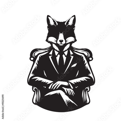 Pet wearing suit vector silhouette. Pet logo with wearing suit.
