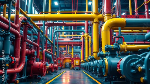 Wallpaper Mural Industrial Pipescape - Vibrant Factory Scene,  Modern Manufacturing Torontodigital.ca