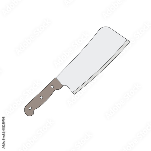 kids drawing meat cleaver cartoon isolated