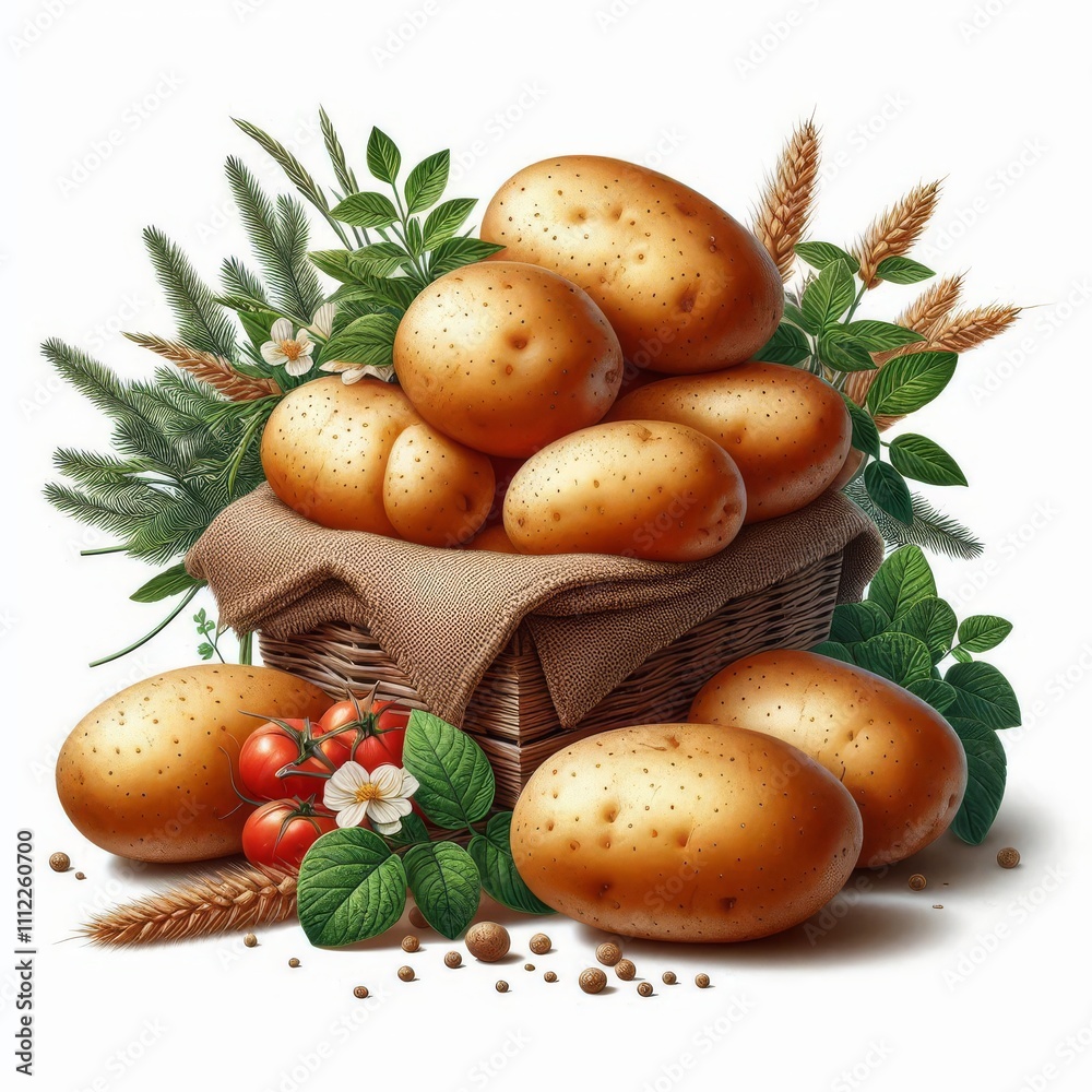 potato on white background potato on white background
