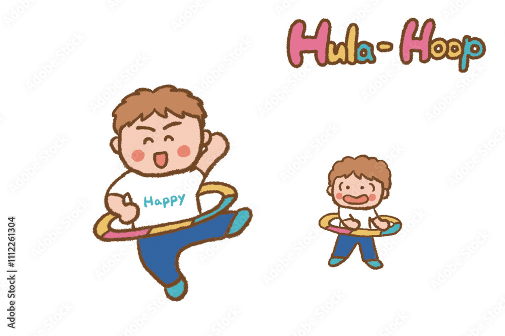 Energetic parents and children enjoying hula hooping Energetic parents and children enjoying hula hooping
