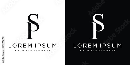 creative letter PS elegant logo design, luxury serif font vector graphic concept