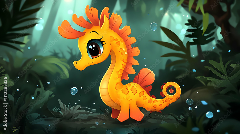 Adorable Seahorse in Lush Tropical Forest