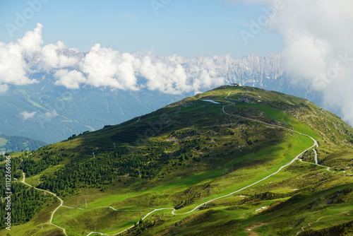 Panorama opening from Hochzeiger mountain, Pitztal valley, Austria	 photo