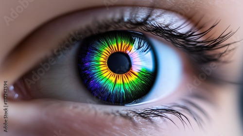 Close-Up of Vibrant Rainbow Eye With Colorful Iris Detail