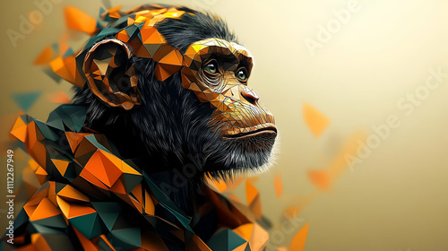 Geometric Ape: Low Poly Chimpanzee Art Design photo