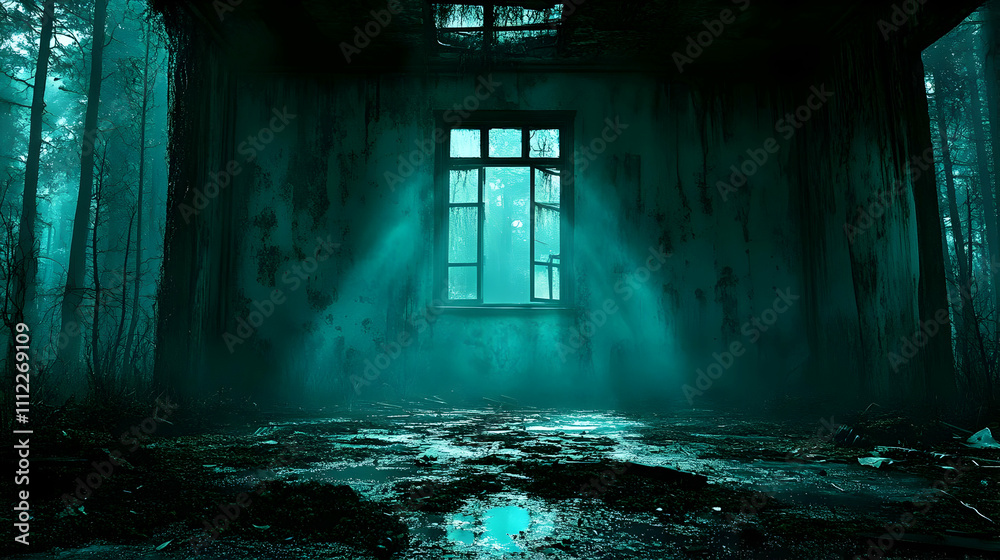 Forest's Gloom: Abandoned House, Window's Light, Mystery Unveiled Forest's Gloom: Abandoned House, Window's Light, Mystery Unveiled