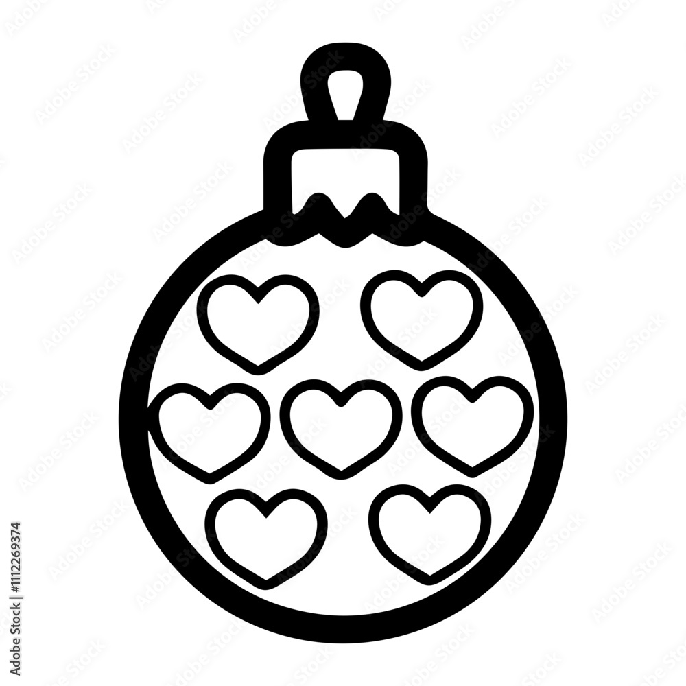 Obraz premium Holiday ornament vector illustration in black and white, isolated against a clean white background. Perfect for festive design projects, decorations, or seasonal themes in minimalist styles