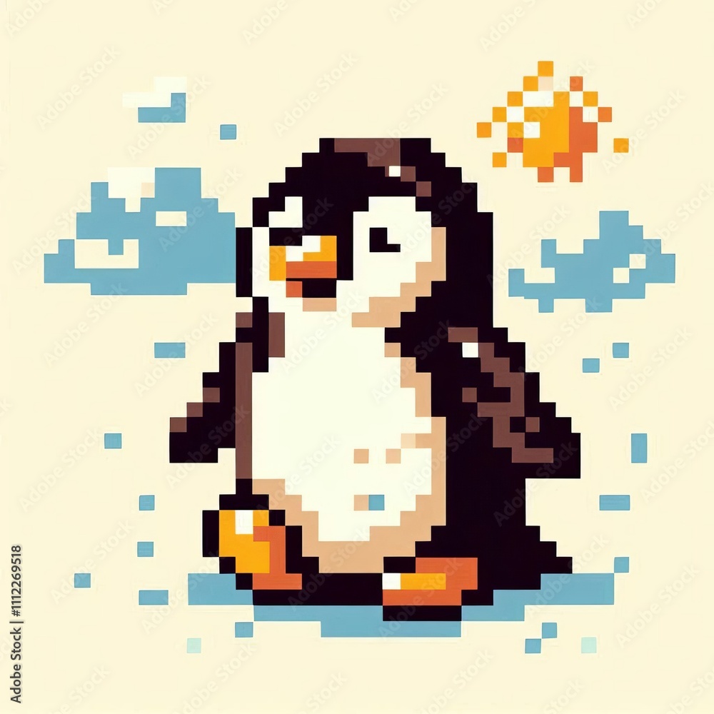 Retro Penguin Pixel Art A nostalgic pixel art depiction of a pen Retro Penguin Pixel Art A nostalgic pixel art depiction of a pen