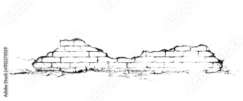 Vector damage bricks wall grunge texture with distressed of old brickwork.