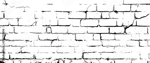 Vector damage white brick wall background, distressed of old brickwork.