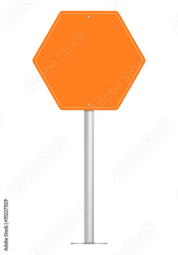 Blank Orange Road or Street Sign, Isolated on white. Can be used as a Text Frame. photo