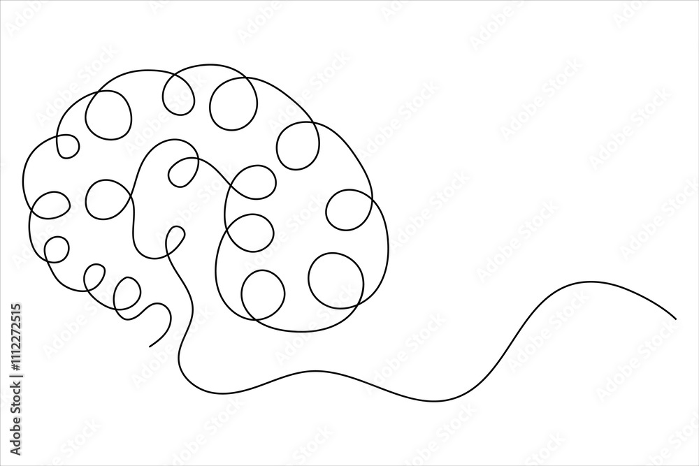 Minimalist style human brain continuous one line drawing of isolated outline vector icon Minimalist style human brain continuous one line drawing of isolated outline vector icon
