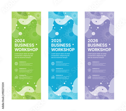 Set of business banner design templates in modern, abstract pattern style for seminar, conference, workshop, event and presentations. Layout design template for banner, flyer, brochure, panel etc.