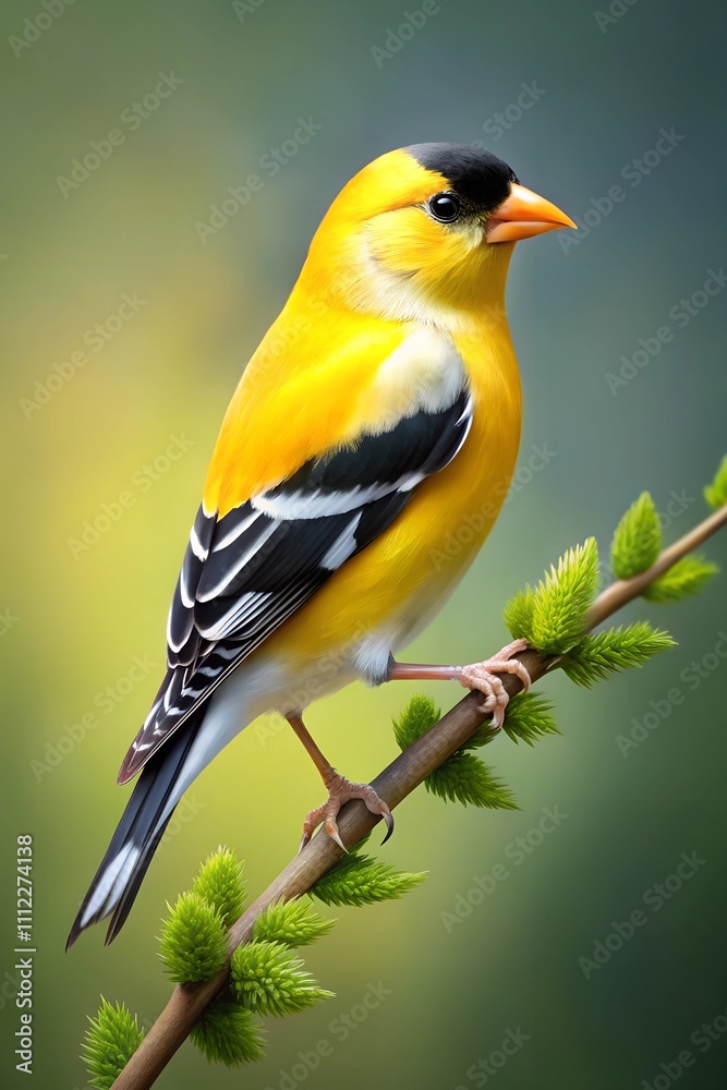 Naklejka premium goldfinch bird photorealism style