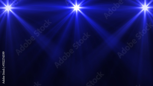 Three Blue Glowing Lights With Light Rays