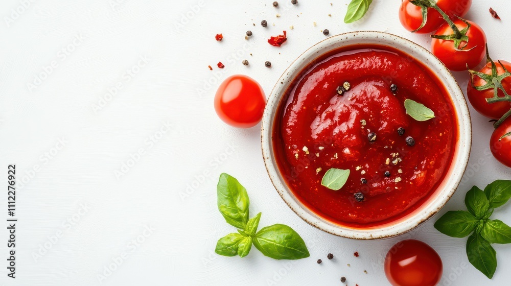 Tomato sauce ketchup in bowl isolated on white background Tomato sauce ketchup in bowl isolated on white background