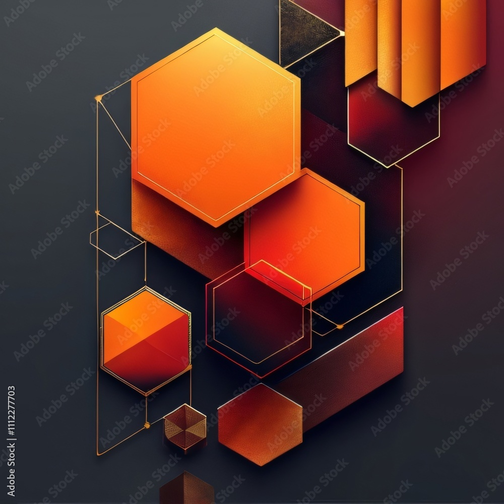 Fiery Hexagon Abstract Geometric T-Shirt Design Fiery Hexagon Abstract Geometric T-Shirt Design