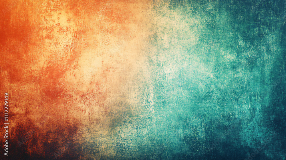 Obraz premium An abstract background blending warm orange and cool teal tones, with a textured appearance that captures attention, ideal for artistic projects and visual design.