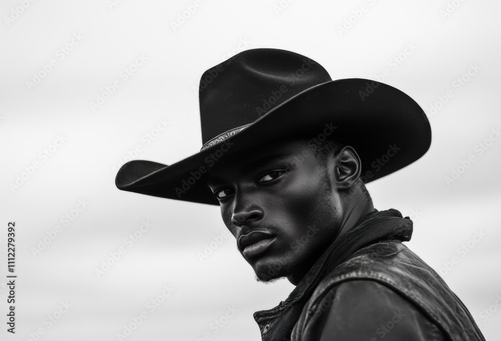 Portrait of a man wearing a cowboy hat against a cloudy sky Portrait of a man wearing a cowboy hat against a cloudy sky