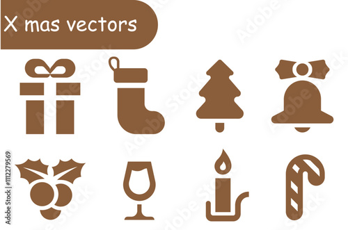 X mas vector set 