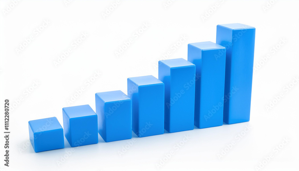 Blue 3D bar graph isolated on white background. Growing business, success and improvement. Blue 3D bar graph isolated on white background. Growing business, success and improvement.