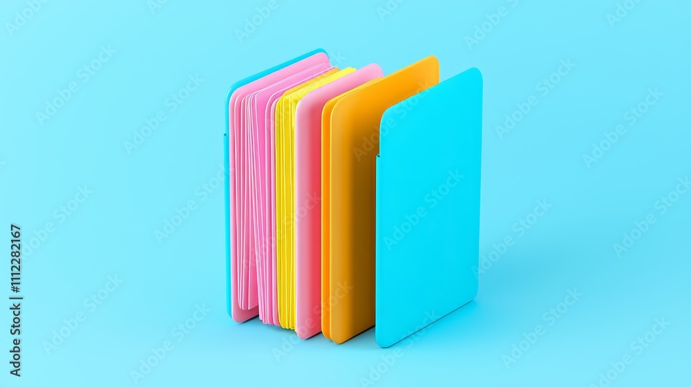 A blue folder containing various colored tabs, designed for organizing documents and files. A blue folder containing various colored tabs, designed for organizing documents and files.