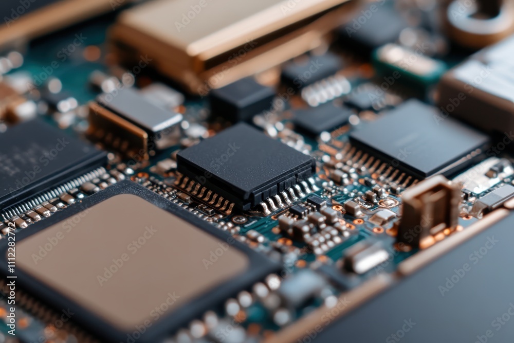 An intricate close-up view of a modern electronic circuit board showcasing its components and the complexity of technology that powers our devices and devices. An intricate close-up view of a modern electronic circuit board showcasing its components and the complexity of technology that powers our devices and devices.