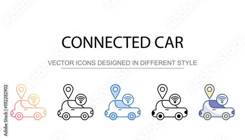 Connected Car icon design with white background stock illustration