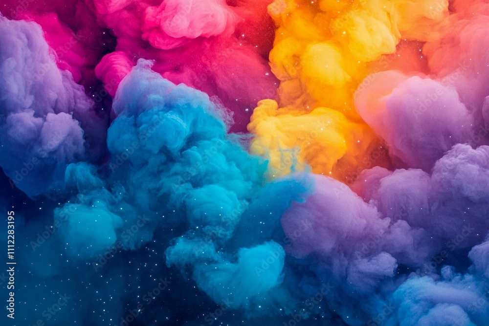 Fototapeta premium Colorful clouds swirl majestically in a cosmic dance of dreamlike hues. Generative AI