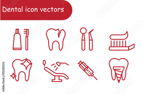 Dental icon vector set 