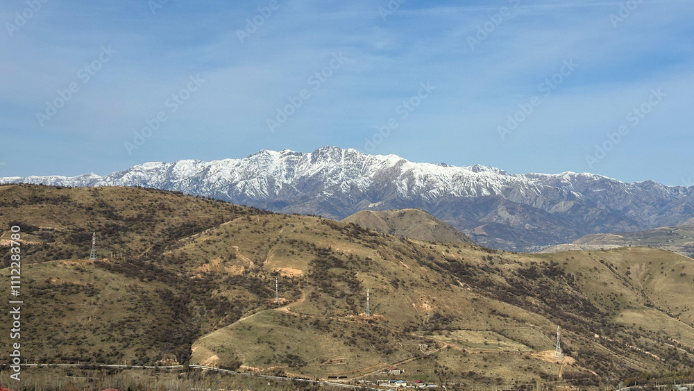 Ice covered peaks of Tian Shan mountains 