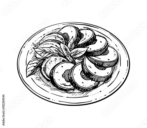 caprese engraving black and white outline