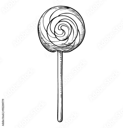 lollipop engraving black and white outline