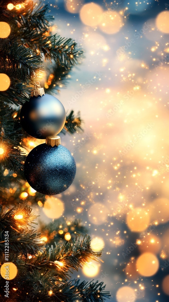 Christmas tree decorated with galaxy ornaments dark blue hues Christmas tree decorated with galaxy ornaments dark blue hues
