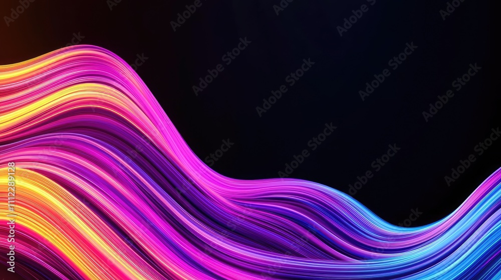 Colorful abstract waves with vibrant hues on a dark background. Colorful abstract waves with vibrant hues on a dark background.