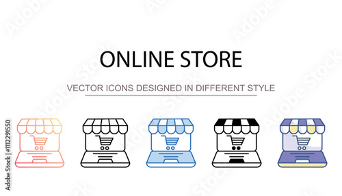 Online Store icon design with white background stock illustration