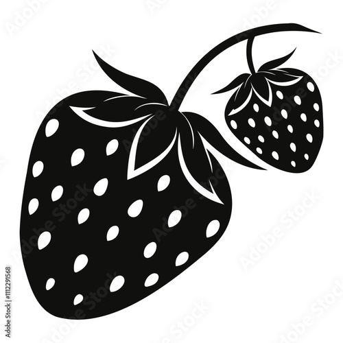 Minimalist strawberry black silhouette vector illustration Isolated on a transparent background
