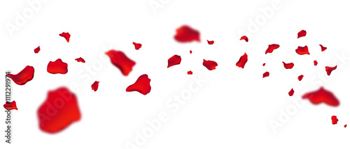 A vibrant composition of flying rose petals, representing love and sensuality, ideal for holiday cards, spa designs, and romantic occasions.