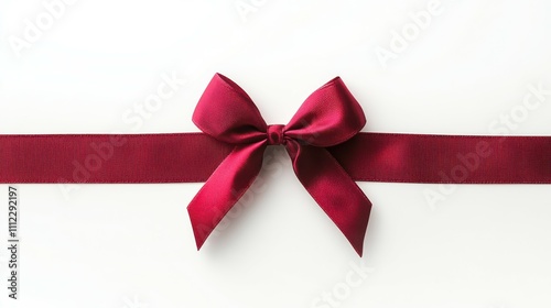 Red ribbon and bow isolated on white background