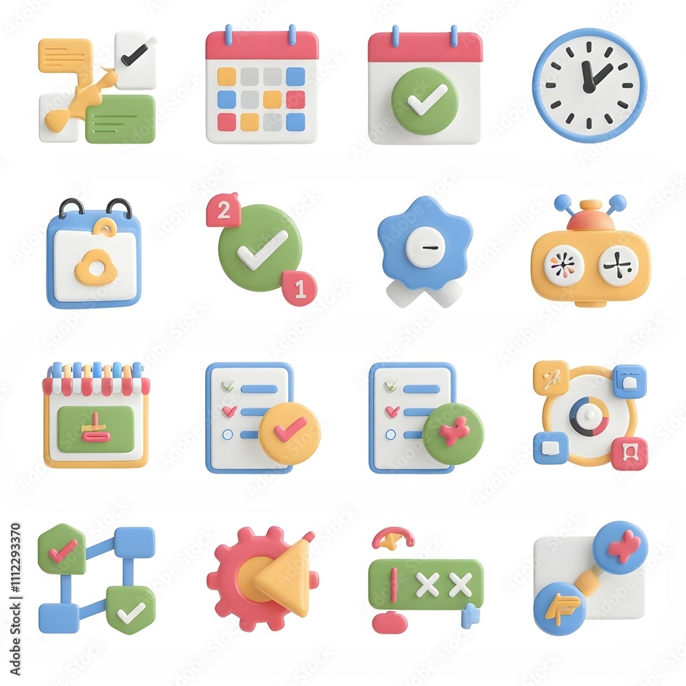 Set of icons steps and procedures for working and the importance of following the correct schedule for work deliverables. Set of icons steps and procedures for working and the importance of following the correct schedule for work deliverables.