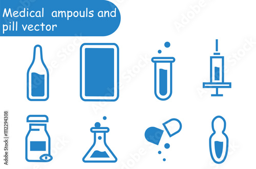 Medical ampouls and pill vector design 