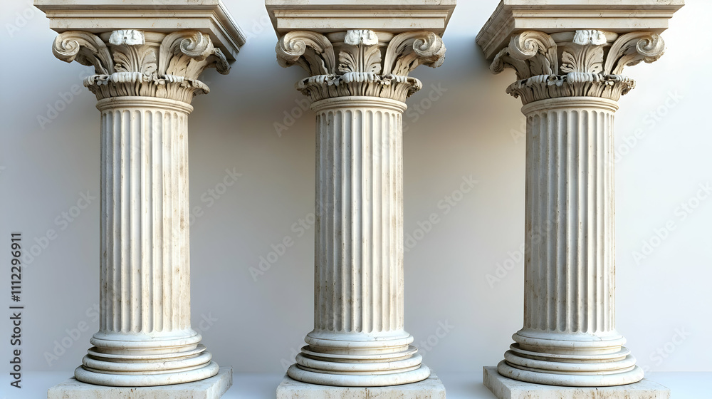 Three classical Greek columns Three classical Greek columns