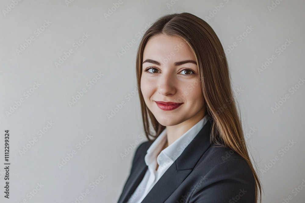 Confident young woman in business attire smiling at camera Confident young woman in business attire smiling at camera