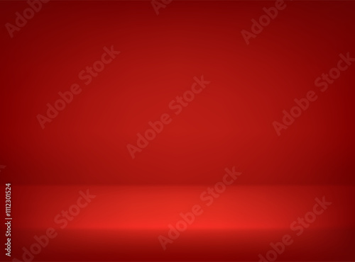 Empty Red studio background. Empty room with light effect. Space for selling products on the website. Vector illustration.