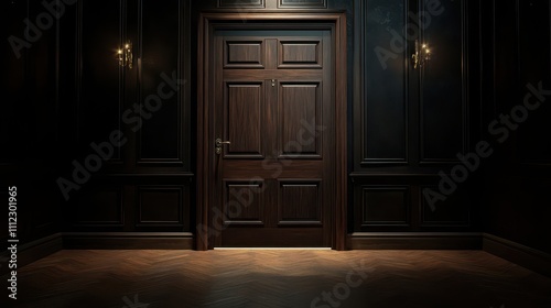 Elegant Dark Wood Door in Opulent Interior