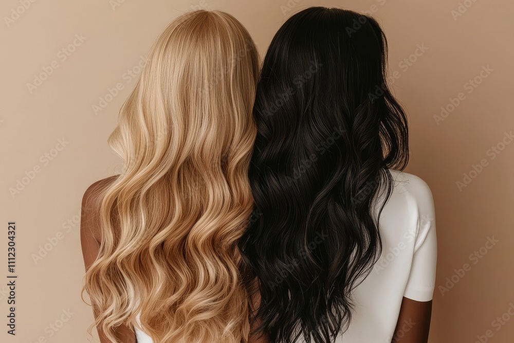 A woman, having treated her hair for damage and dandruff, compares her current blonde look to her former style, emphasizing the impact of conditioning and beauty treatments. A woman, having treated her hair for damage and dandruff, compares her current blonde look to her former style, emphasizing the impact of conditioning and beauty treatments.